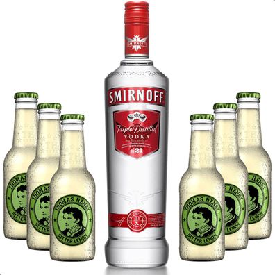 Vodka Lemon Set - Smirnoff Vodka 0,7l 700ml (37,5% Vol) + 6x Thomas Henry Bitte