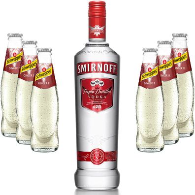 Moscow Mule Set - Smirnoff Vodka 0,7l 700ml (37,5% Vol) + 6x Schweppes Ginger B