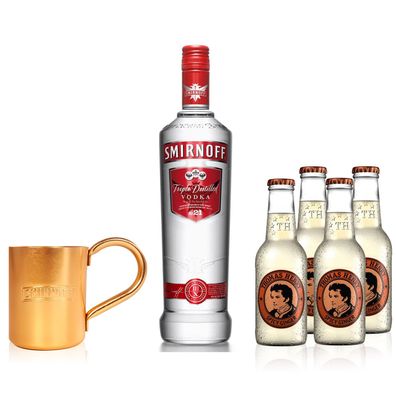 Moscow Mule Set - Smirnoff Vodka 0,7l 700ml (37,5% Vol) + 4x Thomas Henry Spicy