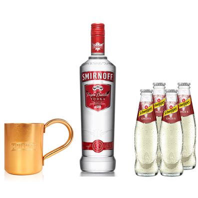 Moscow Mule Set - Smirnoff Vodka 0,7l 700ml (37,5% Vol) + 4x Schweppes Ginger B