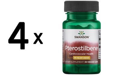 4 x Pterostilbene, 50mg - 30 vcaps