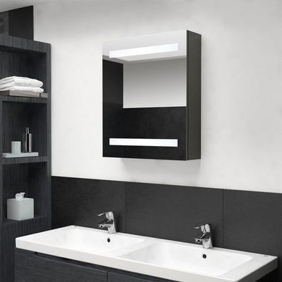 Spiegelschrank Badschrank LED Anthrazit 50 x 14 x 60 Cm