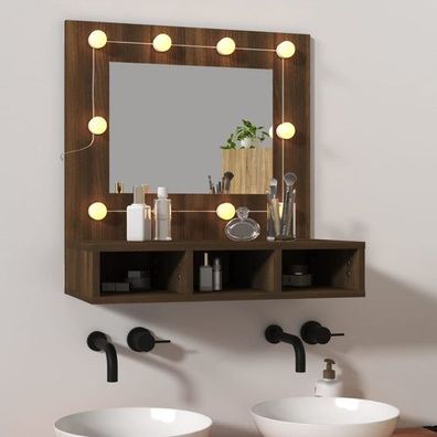 Spiegelschrank Badschrank LED 60 * 31,5 * 62 Cm Eiche Dekor