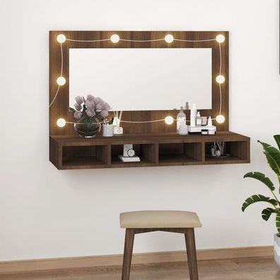 Spiegelschrank Badschrank LED 90 * 31,5 * 62 Cm Eiche Dekor