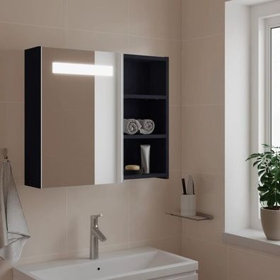 Spiegelschrank Badschrank LED Grau 60 x 13 x 52 cm