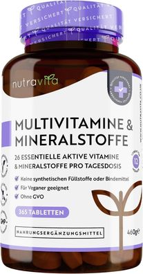 Multivitamin & Mineralstoffe 365 hochdosierte Tabletten mit Bioaktiv-Formen 460g