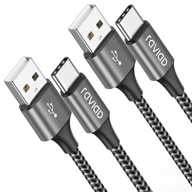 USB Typ C Kabel, [2Stück 2M] Nylon Type C Ladekabel Fast Charge Sync USB C