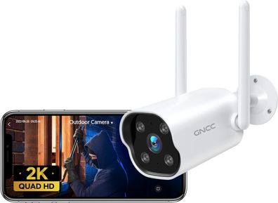 GNCC 2K Überwachungskamera Aussen mit Bewegungsalarm, Kamera Überwachung Aussen