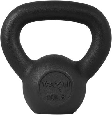 Yes4All Kettlebell aus Gusseisen Schwarze Kugelhantel Fitness Sport Swings 4,5kg
