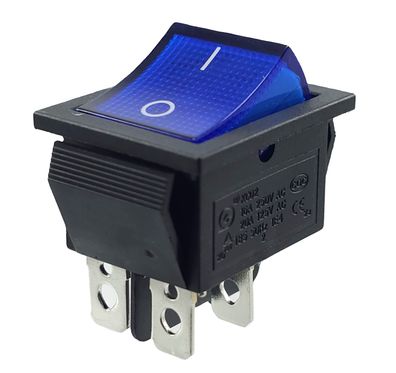 Wippenschalter blau 4Pin 16A 250VAC Geräteschalter, 28.5 * 21.9mm Wippe beleuchtet