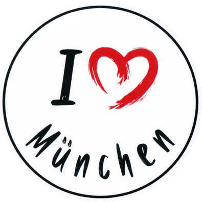 I Love München Aufkleber mit Herz - Sticker für Auto Laptop Wohnung usw. - 80 mm
