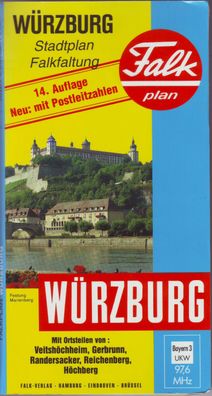 Falk Stadtplan Würzburg 14. Auflage / 1:17.500 / 3884451979 / Sehr gut