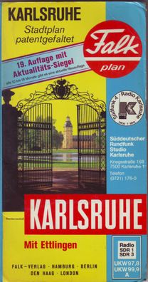 Falk Stadtplan Karlsruhe 19. Auflage / 1986 / Straßenverzeichnis / 3884451626