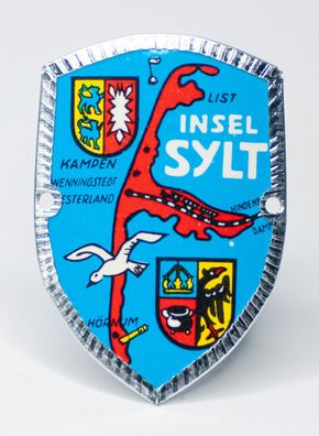 Stocknagel Stockemblem Stockschild - Insel Sylt mit Wappen / Rot - Neuware