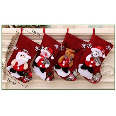 4X Set Nikolausstrumpf Geschenktasche Weihnachtsstrumpf Socken Weihnachtsdekor