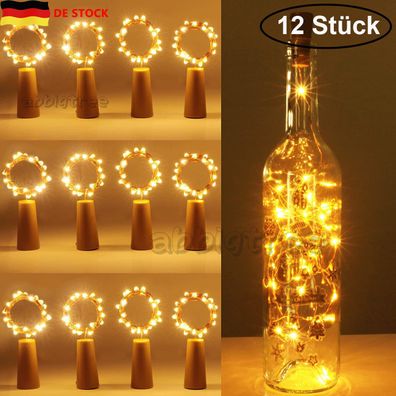 12X 20 LED Korken Lichterkette Flaschenlicht Flaschenbeleuchtung Weinflasche DE