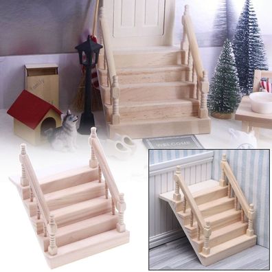 68 ä¸ªå­?ç¬¦ Holz Miniatur treppe Treppe Schritt Schritt mit Handlauf Puppenhaus