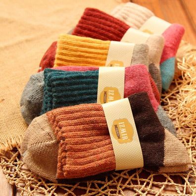 Neues Angebot5 Pairs Women Wool Cashmere Thick Winter Socks Warm Soft Solid Casual Sp