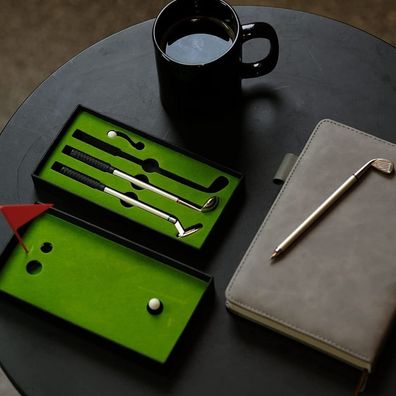 Desktop Golf Pen Set 3 Kugelschreiber und Mini Tasche Znic Legierung Golf Pen