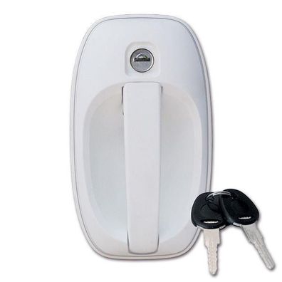 Wohnmobil weißer Außengriff mit Schlüssel und Zylinder für Türschloss Smart M1. FAP