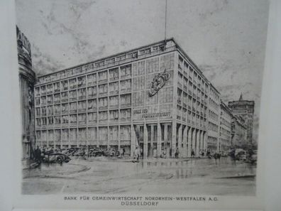 Bank für Gemeinwirtschaft Nordrhein-Westfalen A.G. Düsseldorf Radierung altes Bild