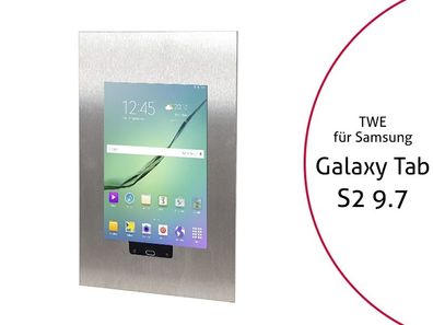 TabLines TWE017E Tablet Wandeinbau fér Samsung Tab S2 9.7 HB, Edelstahl