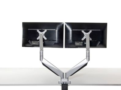 BakkerElkhuizen Dual Monitor Tischhalterung Klemme bis 27 Zoll, silber