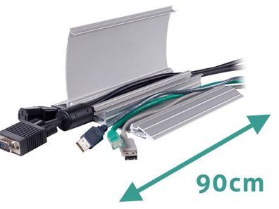 Dataflex Kabelbrécke aufklappbar Alu 90cm silber (31.412)