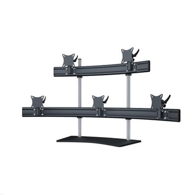 MonLines MTH304B Para 3 + 2 Monitor Tischhalter Standfuß bis 24 Zoll, schwarz
