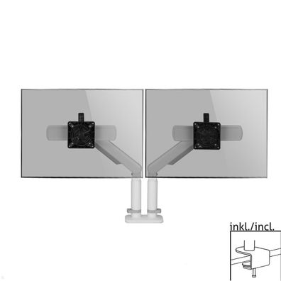 Dataflex Viewprime Dual Monitor Tischhalterung mit Tischklemme, weiß