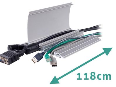 Dataflex Kabelbrécke aufklappbar Alu 118cm silber (31.452)