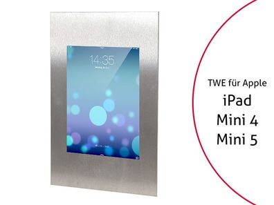 TabLines TWE014E Tablet Wandeinbau fér Apple iPad Mini 4/5, Edelstahl