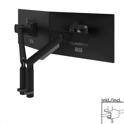 Dataflex Viewprime Dual Monitor Tischhalterung mit Tischklemme, schwarz