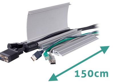 Dataflex Kabelbrécke aufklappbar Alu 150cm silber (31.422)