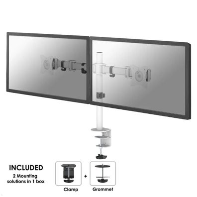 Neomounts Select NM-D135D Dual-Monitor Tischhalter schwenkbar 10- 27 Zoll, weiß