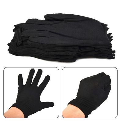 12Paar Baumwollhandschuhe Schwarz Handschuhe Stoff Arbeitshandschuhe Universal