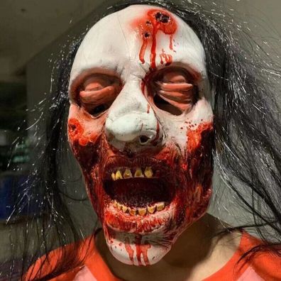 NEU Horror Maske m. HaarLatex Blutige Kopfbedeckungen Party Spielzeug Halloween