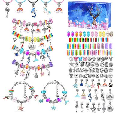 112x DIY-Set Mädchen Schmuck Basteln Kristallperlen Armband + Halskette Fér Kinder