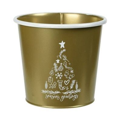 Weihnachtsbaum Topf gold weiß 15,2cm x 16,5cm Blumentopf Eimer Weihnachten Dekoration