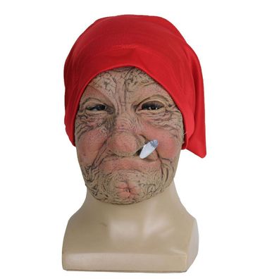 NEU Latex Maske alte Frau Horrormaske Rauchende alte Dame Fér Halloween, Karneval