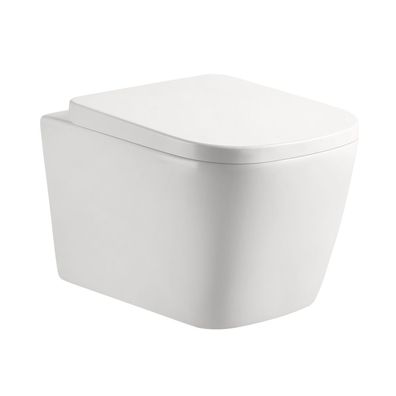 Design Wand-Tiefspül-WC spülrandlos inkl. WC-Sitz mit Absenkautomatik, weiß