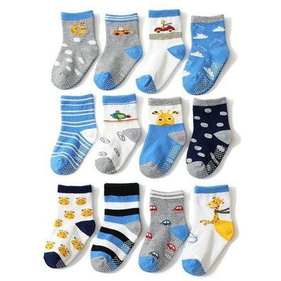 12er Pack Baby Kinder Socken Anti-Rutsch ABS Stoppersocken Baumwolle 1-3 Jahre H