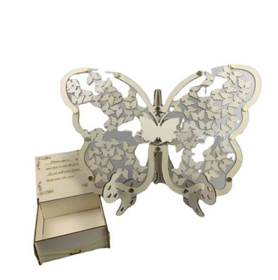 Wedding Guest Book Drop 3D Wooden Butterfly Drop Box Heart Sweet[ Rustic L8W6