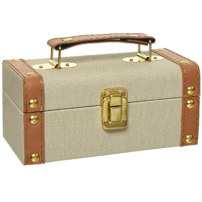 Kaemingk Mini-Truhe / Koffer S Beige aus Kunstleder 17,5 cm x 9,5 cm