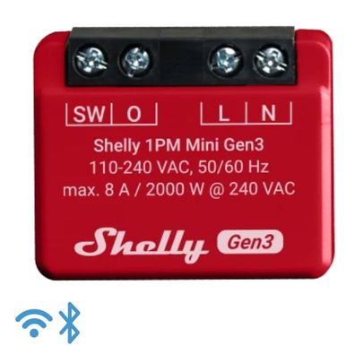 Shelly Plus 1PM Mini Gen. 3 · Relais · max 8A · 1 Kanal · Messfunktion · WLAN ·