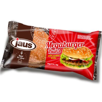 Jaus Megaburger Buns vorgeschnittene Brötchen mit Sesam 4er 300g