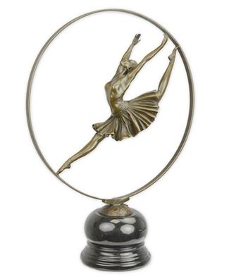 Bronzefigur Bronzeskulptur Bronze Tänzerin Ballerina im Reifen H 49 cm Deko Figur