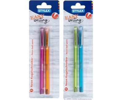 Stylex 30220 Kugelschreiber Neon, 2 Stück, EASY writing - farbig schreibend