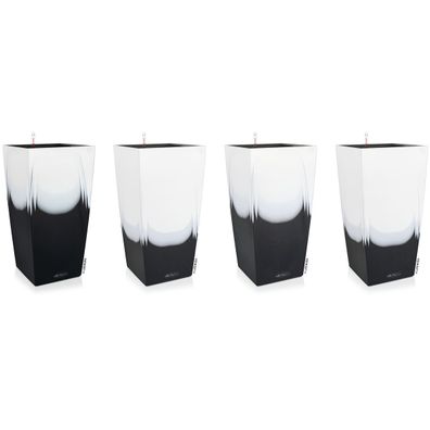 4er - Set Lechuza® Pflanzgefäße CUBICO Color 30 Cambio Black & White seidenmatt ...