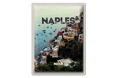 Blechschild 40 x 30 cm Urlaub Reise Italien Neapel Italy Stadt Meerblick